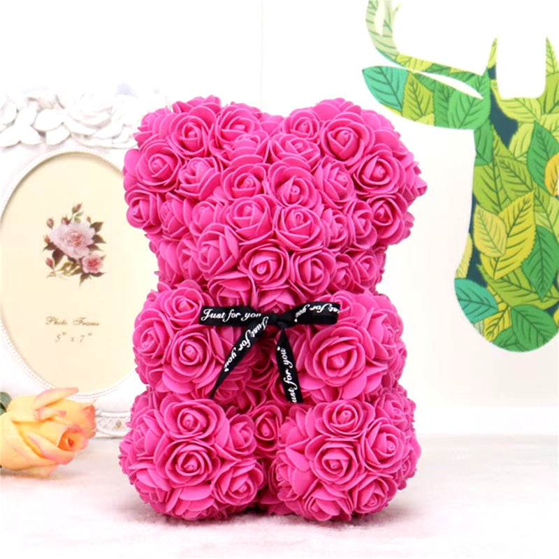 1Pc 25Cm Artificial Foam Flowers Bear Rose Bear Romantic Creative Gifts for Valentines Day Mothers Day Anniversary Wedding