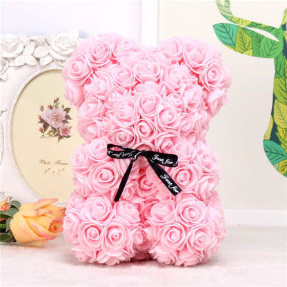 1Pc 25Cm Artificial Foam Flowers Bear Rose Bear Romantic Creative Gifts for Valentines Day Mothers Day Anniversary Wedding